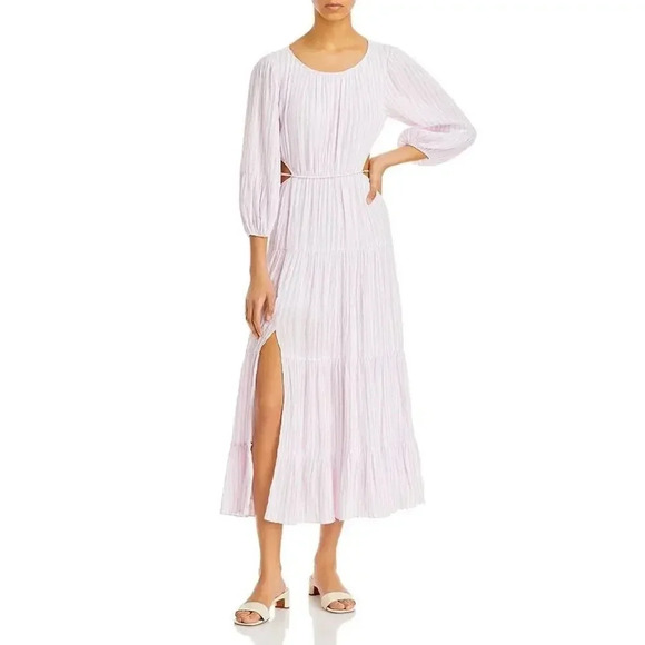 Cinq a’ Sept Lyle Midi Dress Pink
White Striped Back Cut Out Slit Women’s 6 NWT - Picture 1 of 14